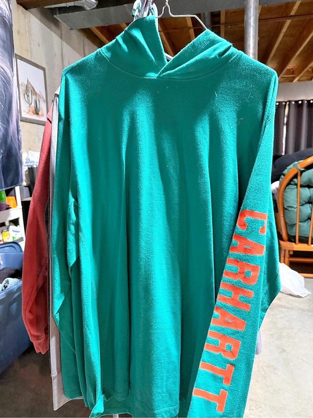 Carhartt Force Relaxed Fit Hoodie Green & Orange Large
